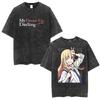 Japanese Anime Marin Kitagawa My Dress Up Darling Vintage Washed T Shirts Men Women Harajuku Oversized Cotton Tshirt Streetwear