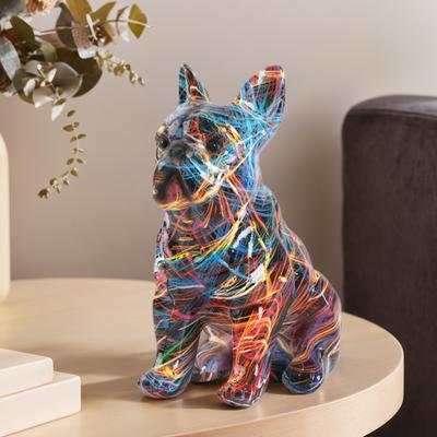 Französische Bulldogge Figur Bulldogge Statue Kreativ Bunt Kunst Tier Statue Harz Welpen Figur Haus Büro Schreibtisch Handwerk Dekoration