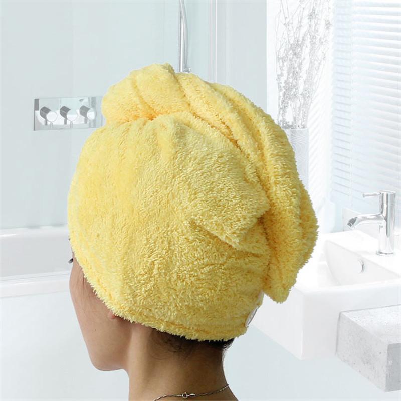 

Coral Fleece Hair Towel Cap For Women Fast Dry Absorbent Shower Head Wrap жёлтый
