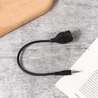 Cable de Audio Auxiliar para Coche Negro de 3.5 mm a Cable de Audio USB Electrónica para Coche para Reproducir Música Cable de Audio para Coche Convertidor de Auriculares USB