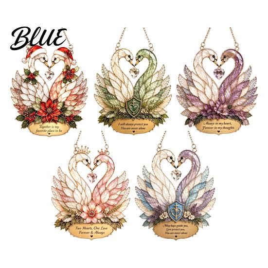 Acrylic Light Catcher Stained Glass Style Swan Pendant Decorative Suncatcher for Window Car Pendant And Christmas Tree Ornament Colorful Reflector,