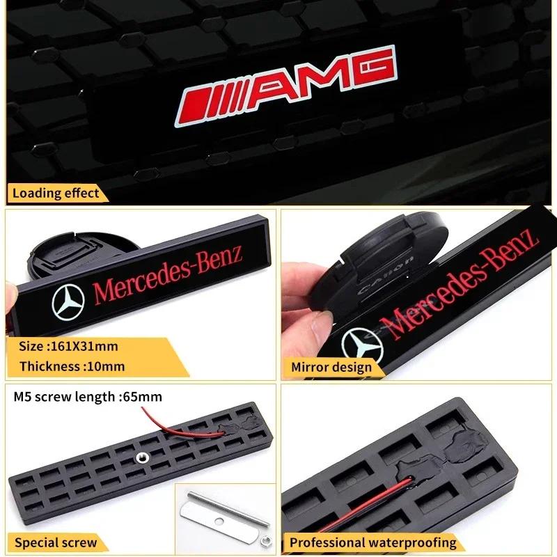 1pcs Car  Light LED Front Hood Grille Emblem Badge Decor For Mercedes Benz AMG A B C E S CLA GLA GLB GLC GLS GLK CLS Class