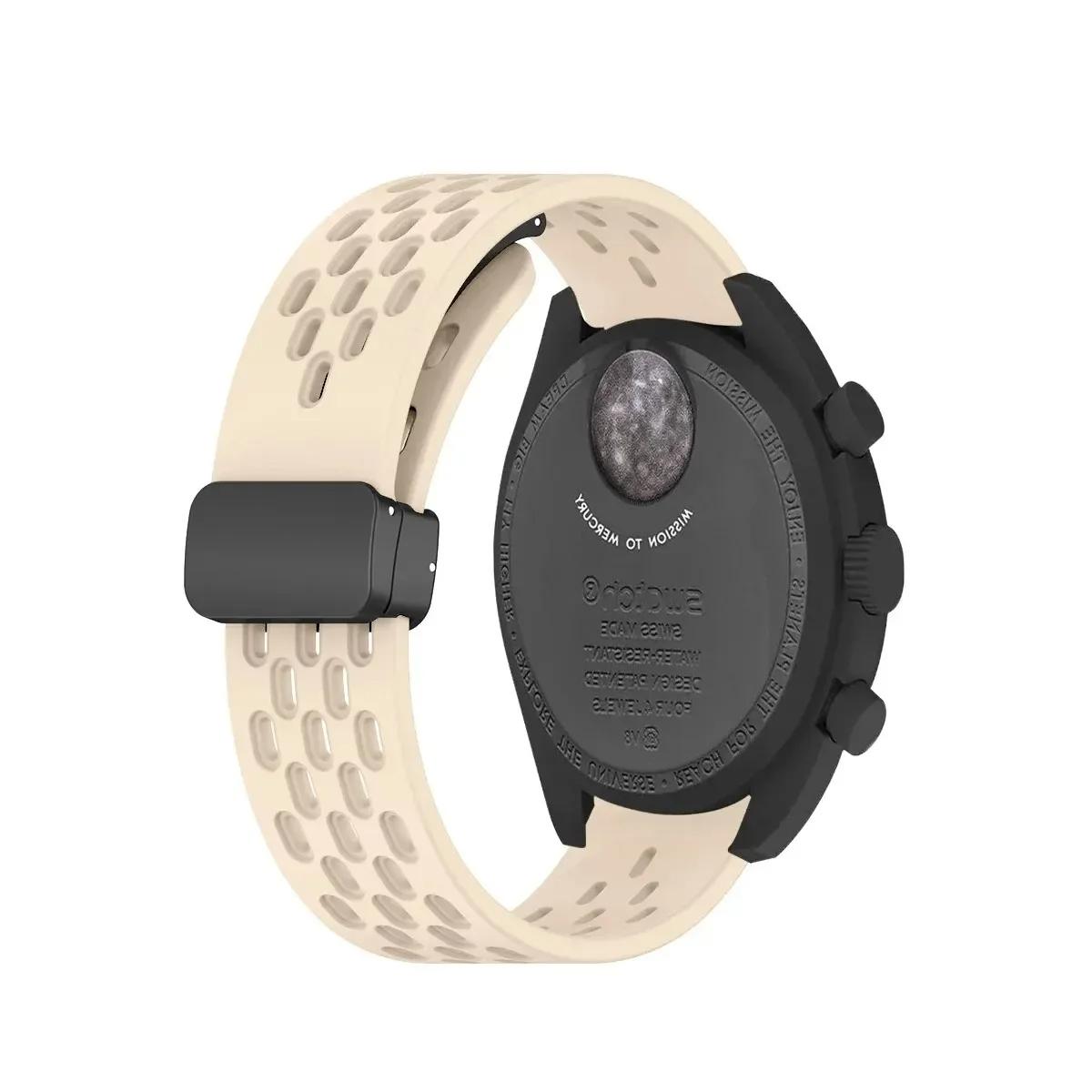 

20-мм силиконовый ремешок для Omega X Swatch Joint MoonSwatch, дышащий спортивный магнитный браслет на запястье для аксессуаров MoonSwatch For MoonSwatch