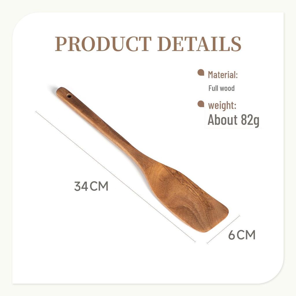 Conjunto de Espátula e Colher de Madeira Antiaderente - Design Anti-Queimadura para Saltear