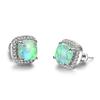 Luxury Female Yellow Pink Stone Earrings Fashion Silver Color Wedding Jewelry Vintage Double Stud Earrings for Women