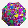 1pc Heart Print Automatic Umbrella - Automatic Opening And Closing, Sturdy Iron Frame, Portable Folding Design yy251018109