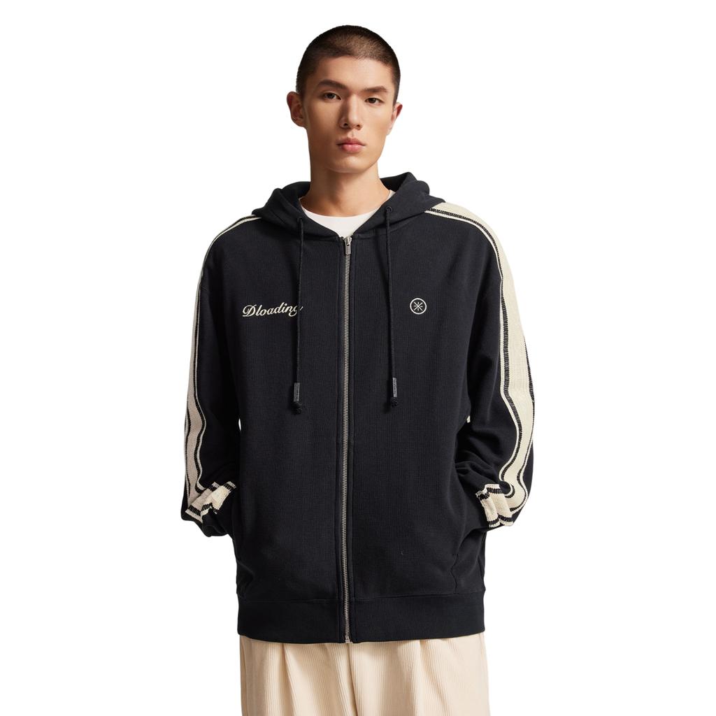 Li Ning Wade Series Kapuzenbequemes Lockeres Lässiges Colorblock Einfaches Strickjacken-Sweatshirt Herren-Sweatshirt AWDV747-3