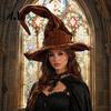 Full Color Matte Witch Hat for Women, Large Ruched Velvet Wizard Twisted Halloween Party Headwear Party, Cosplay Costume, Stage Performance Accessory
