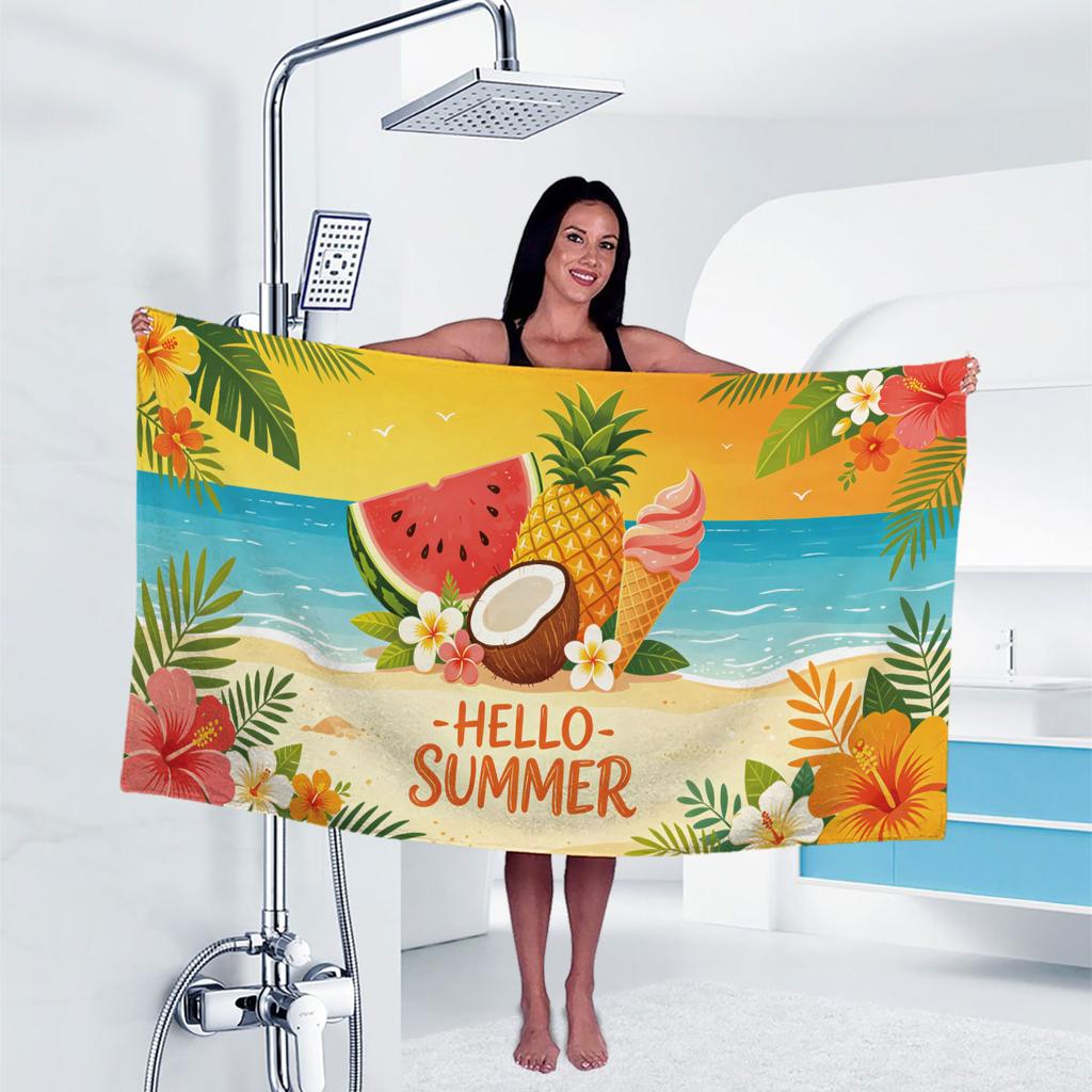 Summer Fruits Print Towel Sports Quick-Drying Super Absorbent Camping Towel Soft Lightweight Gym Swimming Yoga Beach Towel