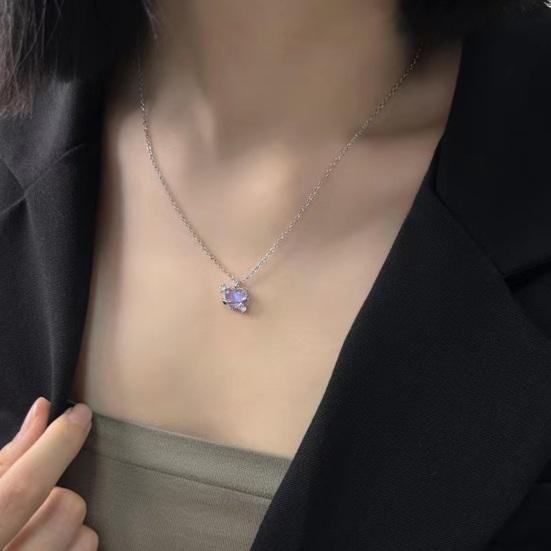 Women Clavicle Chain Necklace Cubic Zirconia Deamy Star Moon Pendant Adjustable with Extended Length Lady Necklace Wedding Party Travel Neck Jewelry