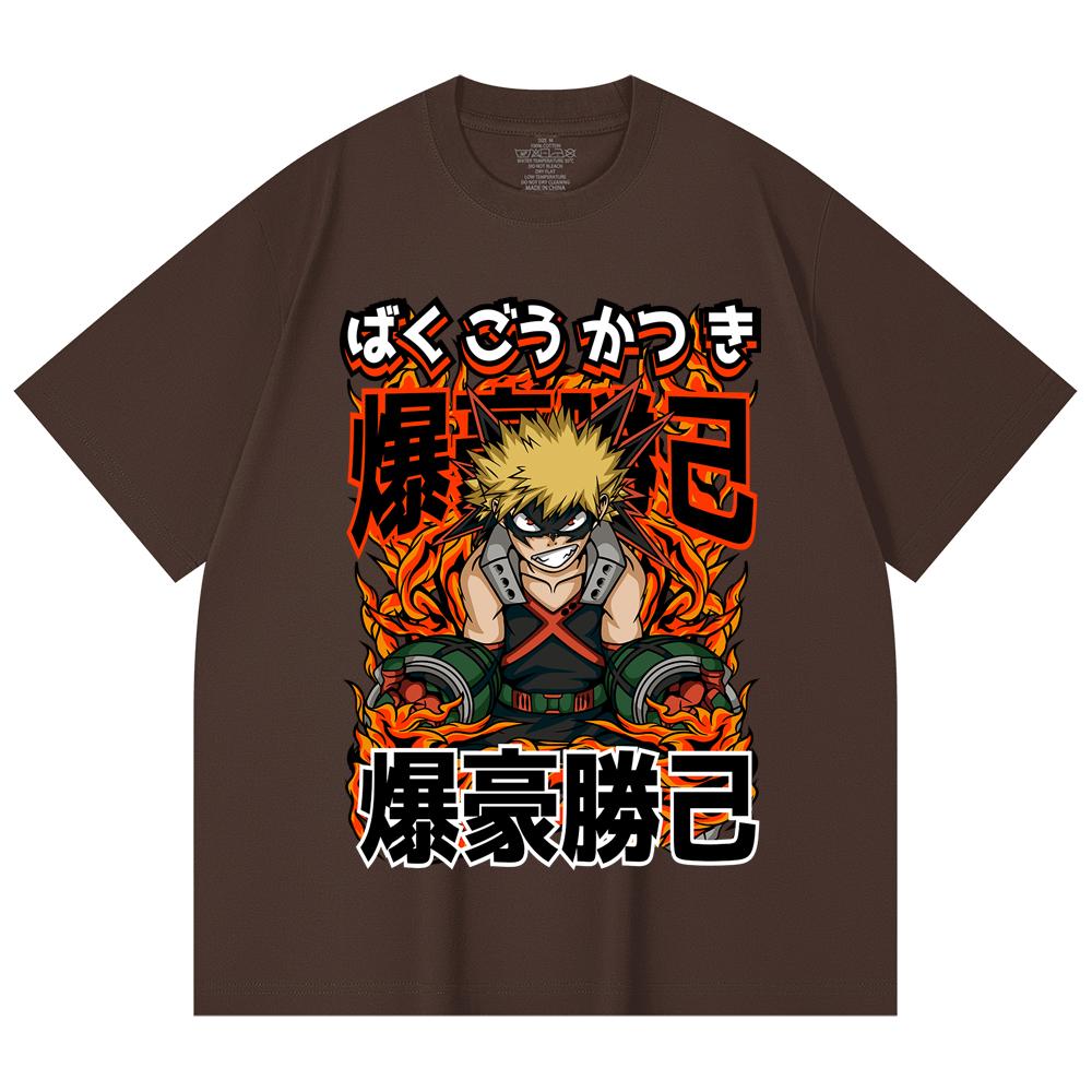 230 Gsm 100% Cotton My Hero Academia V13 Bakugo Print Unisex Heavy Cotton T Shirt