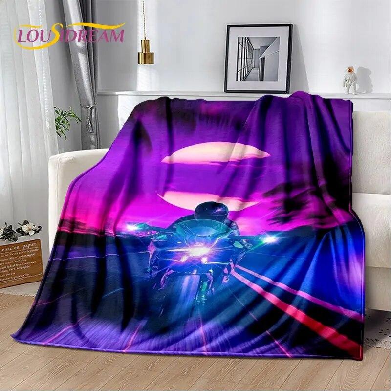 Pătură de pluș moale cu craniu de motocicletă retro, vintage, pătură de flanel, pătură pentru sufragerie, dormitor, pat, canapea, husă de picnic