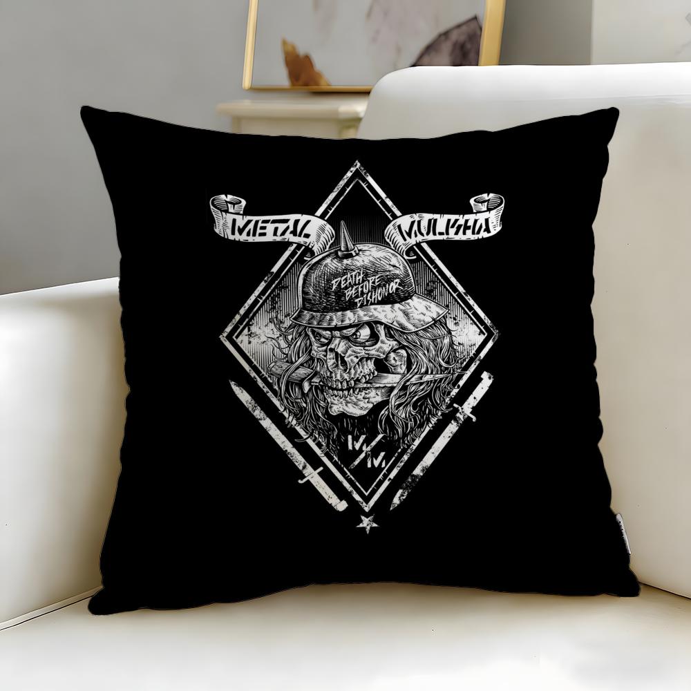 Classic Brand Metal Mulisha Cushion Cover Soft & Easy-Wash Pillow Case – Versatile for Couch, Bed, Travel and Office