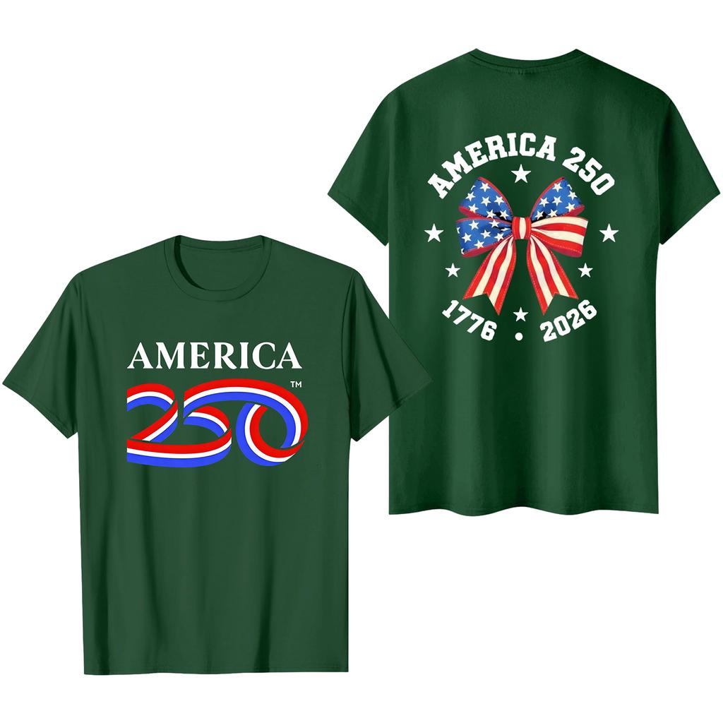 Men's Casual Short Sleeve T-Shirt Crew Neck Letter Print 250th Anniversary Commemorative Graphic Tee 1776 to 2026 Cotton Blend