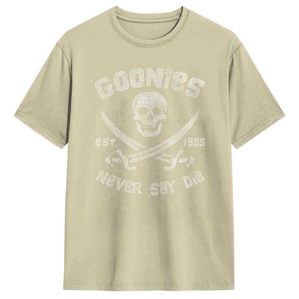 The Goonies Never Say Die Worn Out TShirt for Men Novelty 100 Cotton Tee Shirt O Neck Short Sleeve T Shirt Gift Idea Clothing