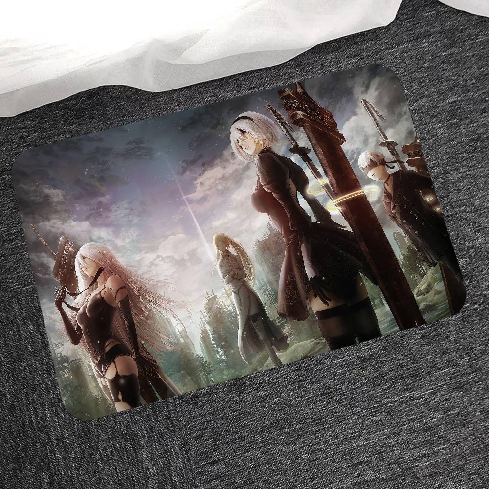 Hra NieR Automata Podložka na podlahu Obdélníková Protiskluzová Domácí Měkká Koupelnová rohožka Přední dveře Vnitřní Venkovní Rohožka Vítejte Rohožka ke dveřím