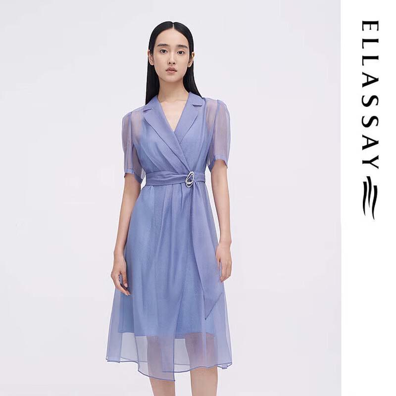 

ELLASSAY Women s Spring/Summer Sheer Trench Coat Style Dress EWF342Y00400 L