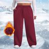 Autumn/Winter Fleece-Lined Plus Size Straight-Leg Casual Pants Loose-Fitting Slimming High-Elasticity Elastic Waistband with Drawstring Casual Pants
