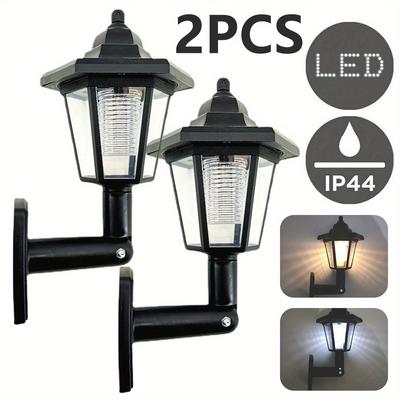 2pcs Hexagonal Solar Lights Outdoor LED Solar Sconce Led Wall Lamp Retro Lantern Garden Decor Outdoor Solar Streetlight