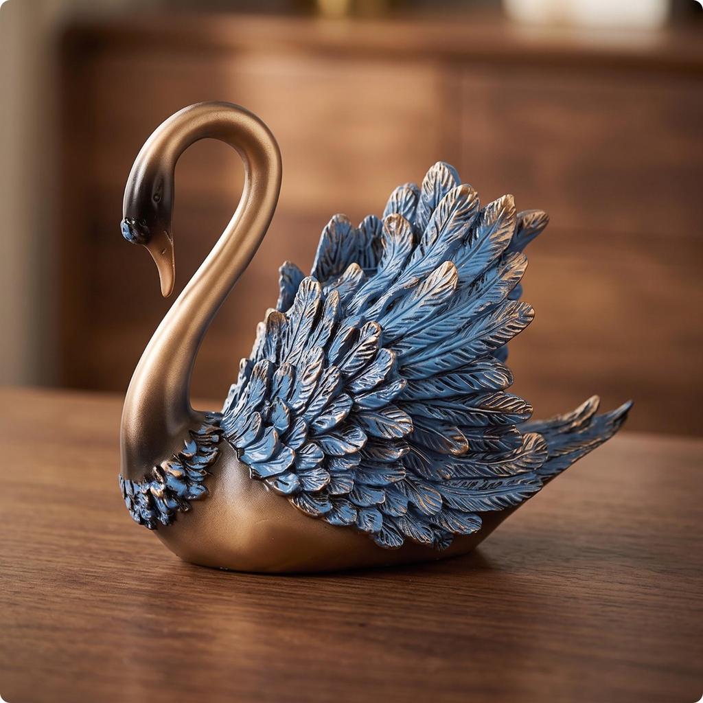 Resin Swan Figurine Decorative Tabletop Ornament Beautiful for Bookshelf
