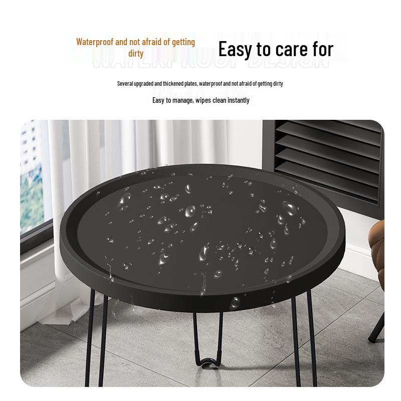 Foldable Sofa Side Table - Small Round Living Room or Bedroom Coffee Table