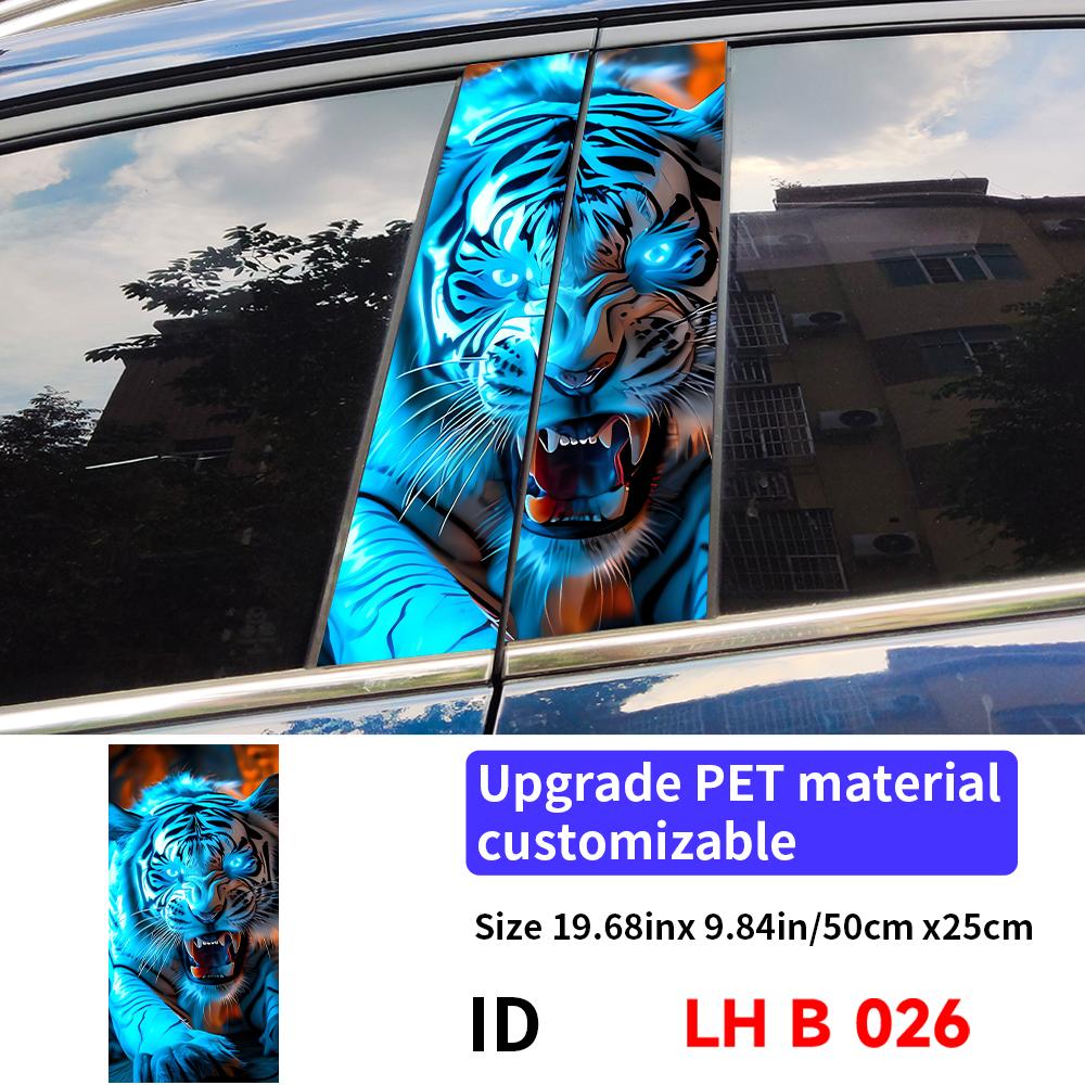 Wilder Tiger Autoaufkleber Auto B-Säule Wasserdicht Sonnenschutz Dekor Abdeckung Kratzer Autotüren Säule Vinyl Aufkleber Zubehör