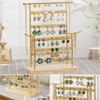 Adjustable Two-Tier Detachable Jewelry Organizer Stand with Multiple Slots and Hooks on Wooden Base for Necklace Bracelet Earrings Display