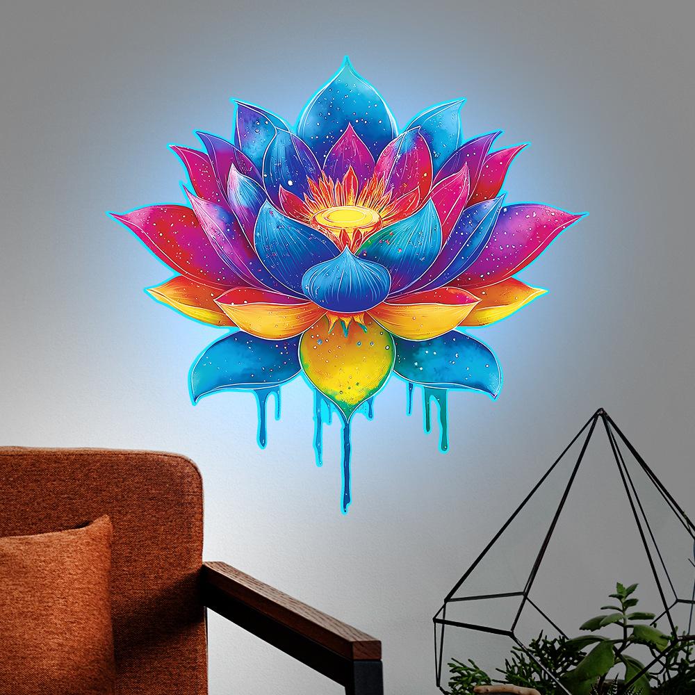 Personalized Colorful Lotus Living Room Entrance Home Wall Decoration Stickers