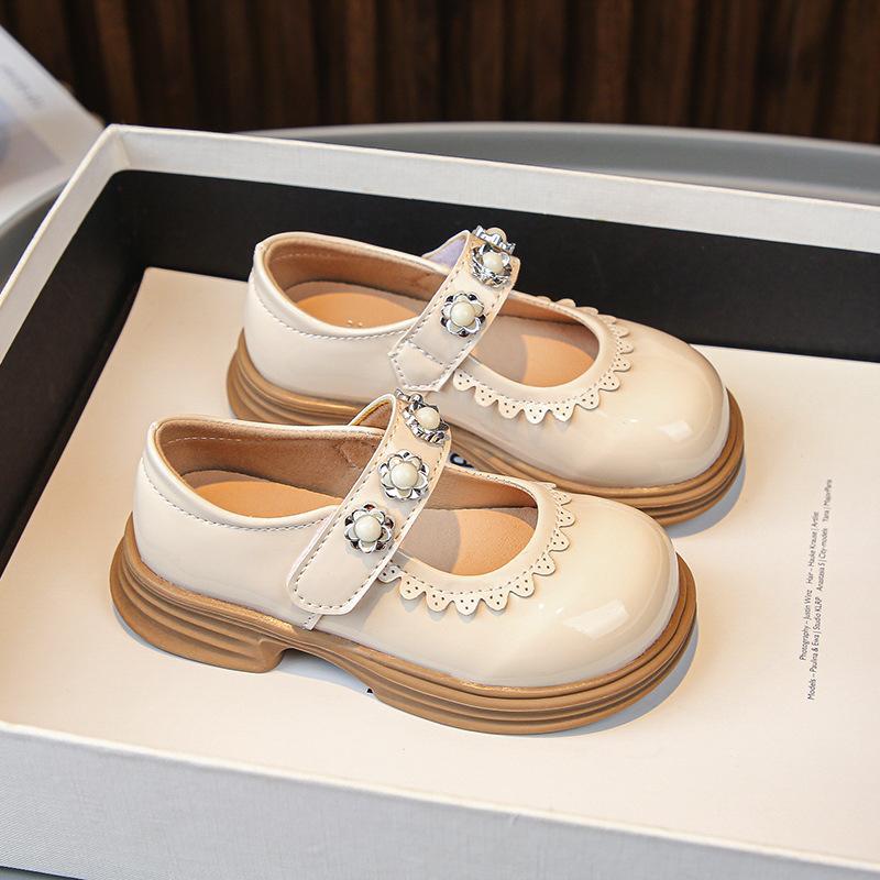 Sweet Princess Leather Shoes 2024 Spring and Autumn New Casual Shoes Children Soft Sole Mary Jane Soft Sole Versatile Kids Shoes