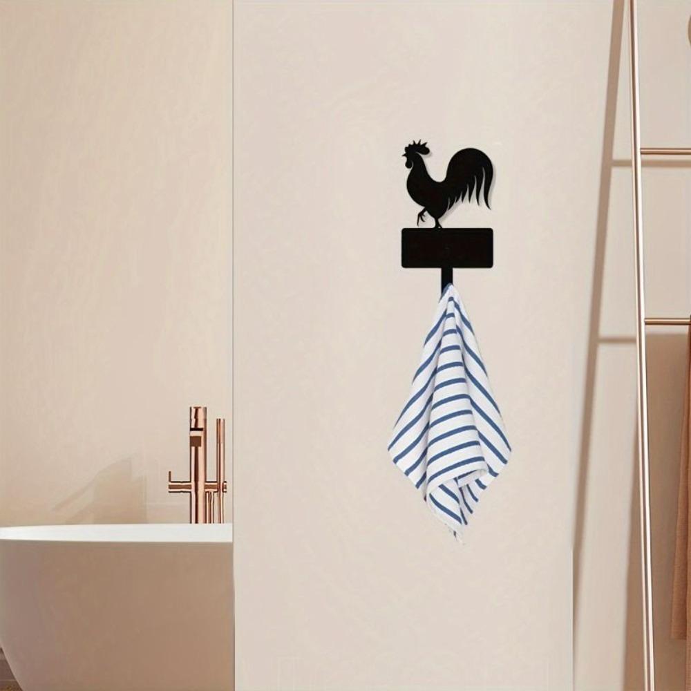 Wrought Iron Rooster Key Holder with Umbrella Hooks Entryway Decor