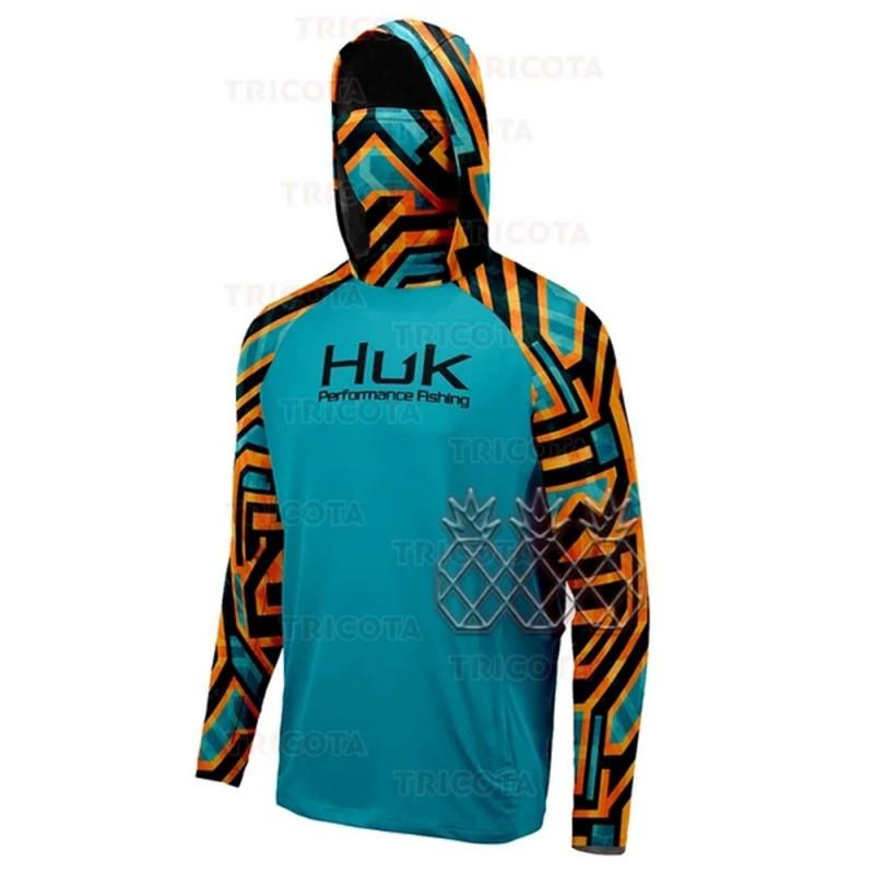 Mens Quick-Dry UV Protection Hooded Fishing Long Sleeve Shirt Outdoor Summer Sports Cycling Apparel