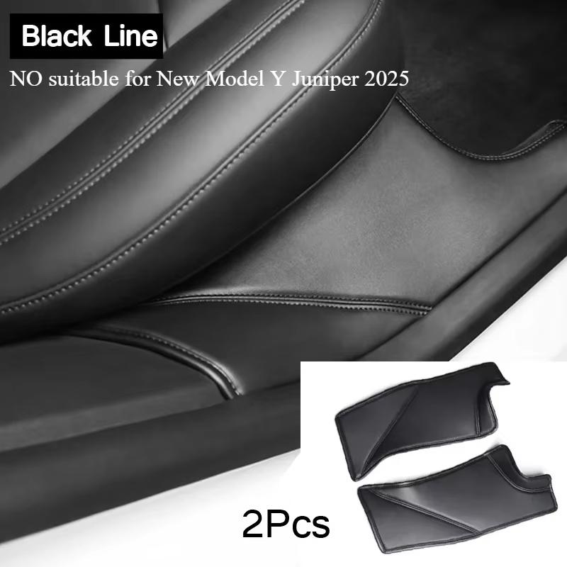 Rear Door Sill Pad for Tesla Model Y Anti Kick Film Dirt Threshold Strip PU Leather Protective Cover Inner Hidden Pads 2021-2024