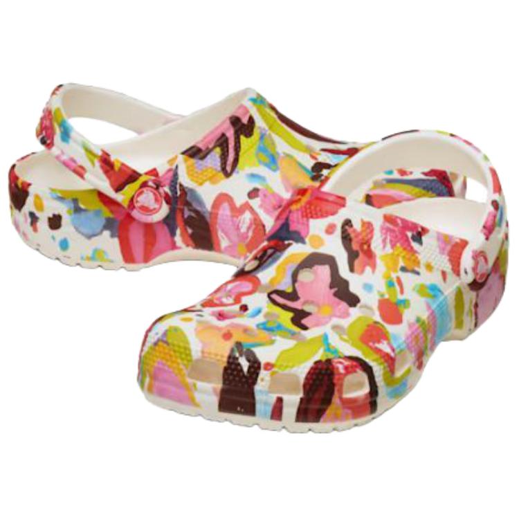 Crocs Classic Painted Floral Clog Comfortable and Stylish Vintage Hole Shoes Women's Multicolour