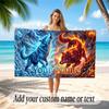 Wolf Theme Beach Towel Personalized Custom Name & Text Soft Quick Dry Beach Towel for Swimming Travel