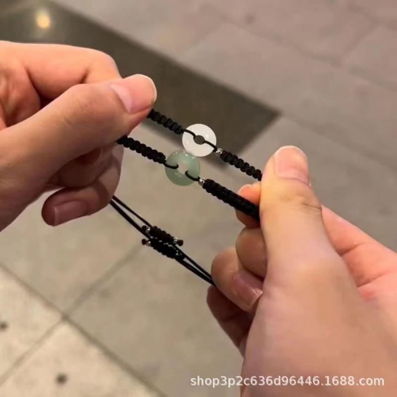 Adjustable Chalcedony Peace Buckle Couple Bracelet Simple Rope Hand Chain For Lovers Friends