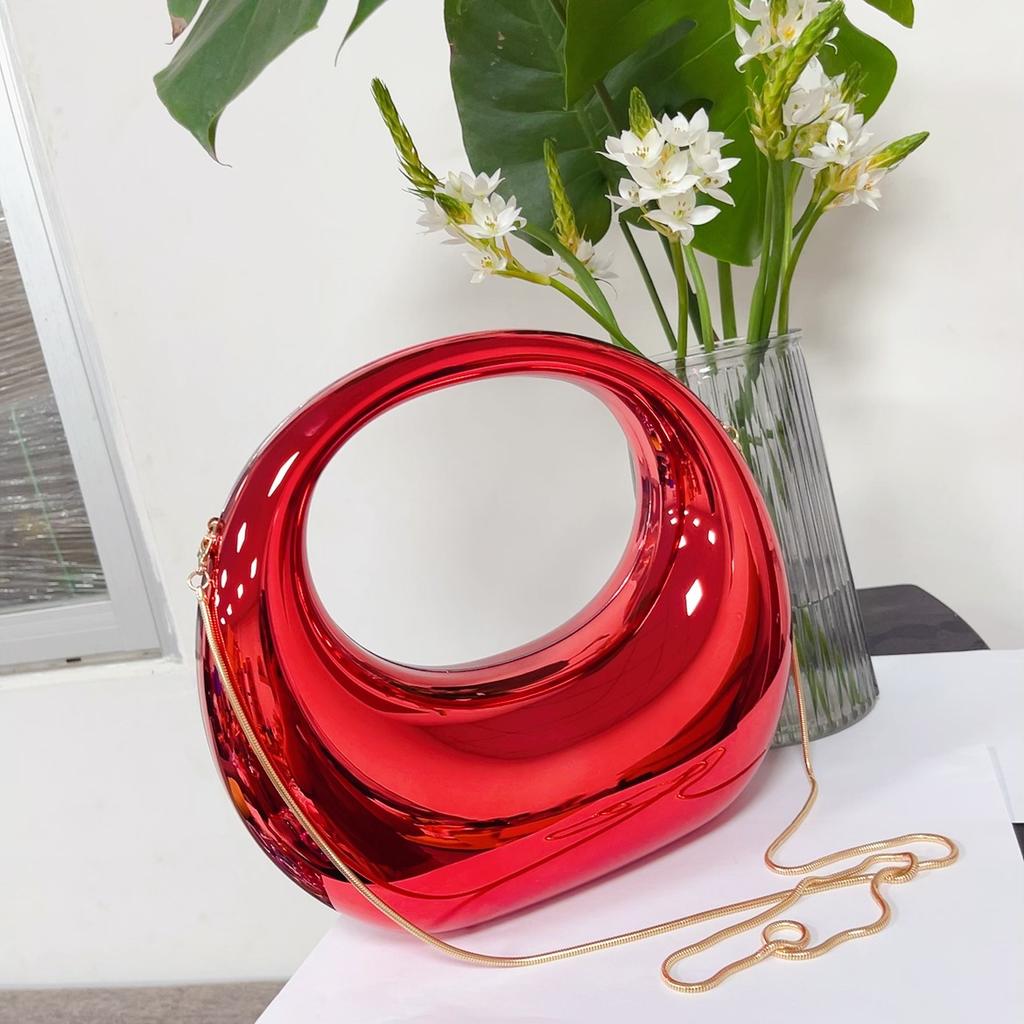 Acrylic Evening Handbag For Women 2024 Luxury Designer Purses And Handbags Golden Wedding Dinner Party Round Handle Wrist Bag