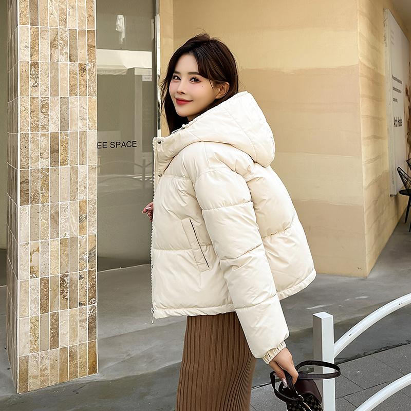 Women Autumn Winter Soild Color Thicken Outwear Cotton Padded Hooded Warm Jacket Coat