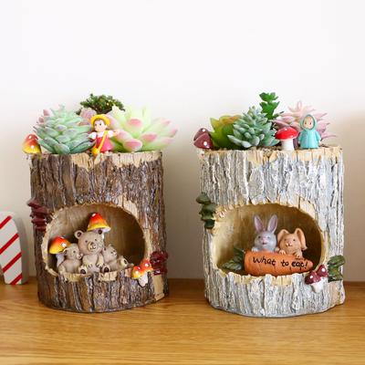 Creative Tree House Animals Flower Pots for Succulents Plants Decorative Planters Fairy Garden Container Home Desktop Decoration