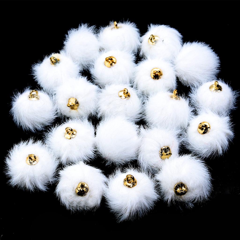 20pcs 16mm Plush Fur Covered Ball Beads Charms Cute Pompom Charms For Jewelry Making DIY Bracelets Necklace Earrings Accessories
