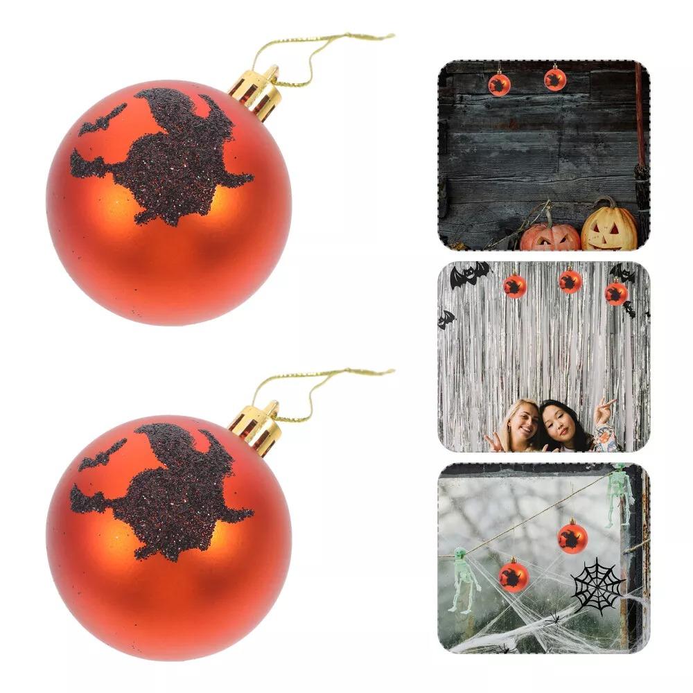 6Pcs 6cm Halloween Hanging Ball Mini Tree Ornament DIY Halloween Tree Baubles  for Home Party