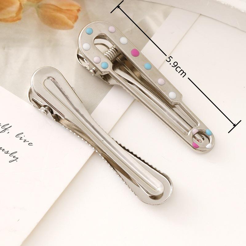 6cm Colored Polka Dot Metal Hair Clip, Side/Duckbill/Straight Clip, Cloud-Style Bangs Clip, Handmade Hair Accessory