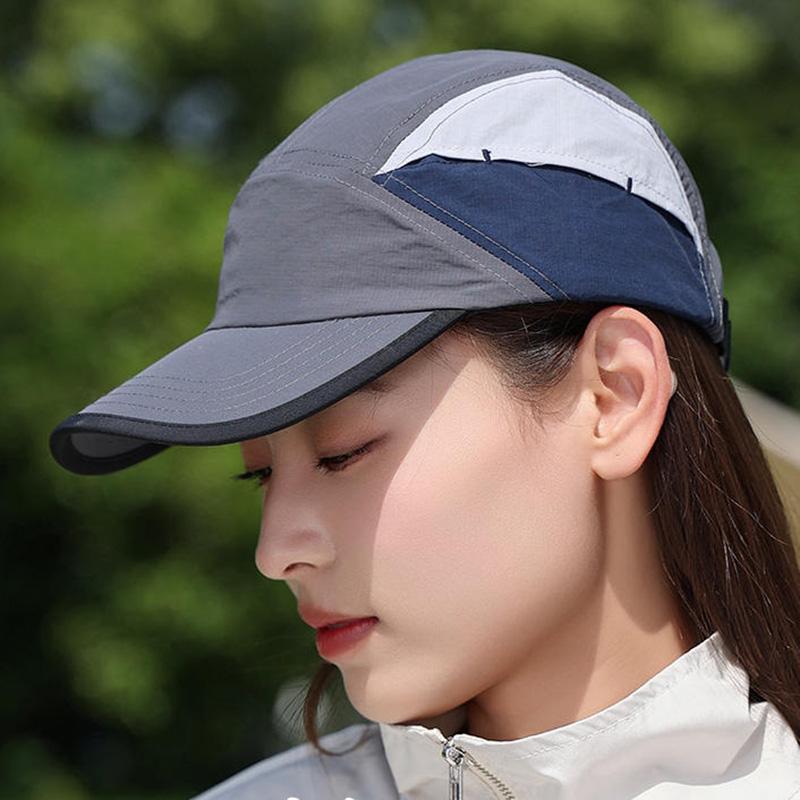 Quick-dry baseball cap for spring and summer outdoor sports and hiking, thin, breathable, waterproof, color-block sun hat