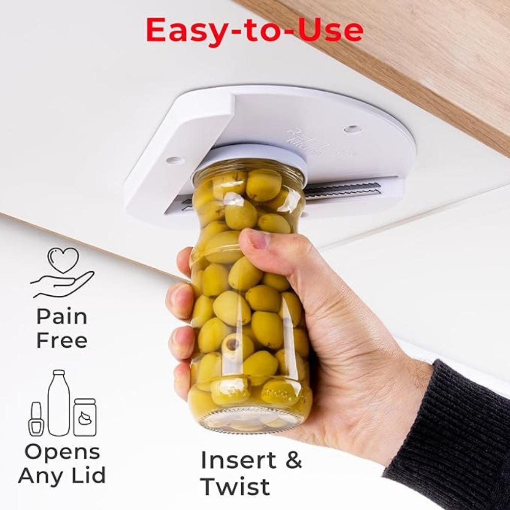Round Can Opener Multifunction Non-Slip Labor Saving Self-Adhesive Jar Opening Kitchen Cabinet Under Lid Remover Accessories