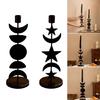 Black Pillar Candle Holder Iron Candlestick Sun Moon Star Metal Candle Stand for Weddings and Festival Table Decoration