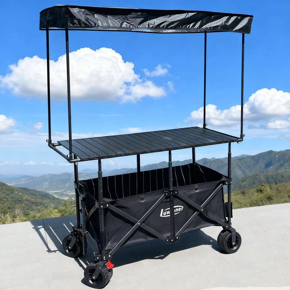 Adjustable Folding Carbon Steel Camping Table and Pushcart