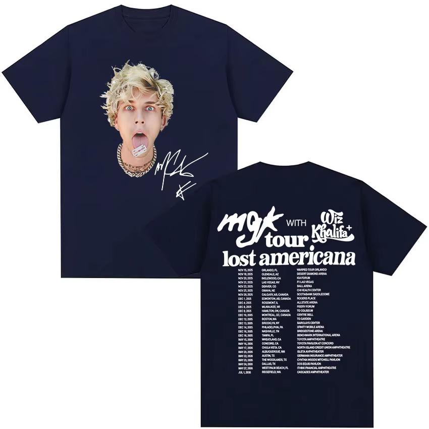MGK Lost Americana Machine Gun Kelly Tour 2026 T Shirts Unisexs Retro Gothic Fashion TShirt Pure Cotton Tees Hip Hop Streetwear