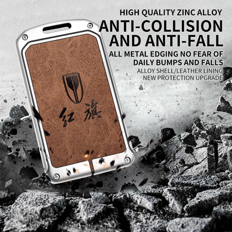 New Zinc Alloy Leather Nfc Card Car Key Case Cover Fob Protector Shell For Hongqi Hs7 H9 Red Flag Hs5 Auto Interior Accessories