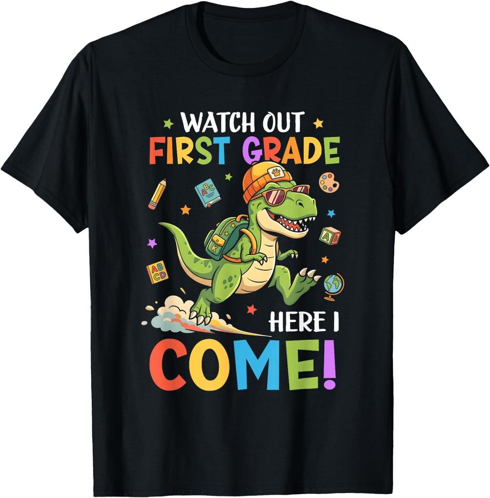 Watch Out 1st Grade Here I Come Dino First Day of School T-Shirt