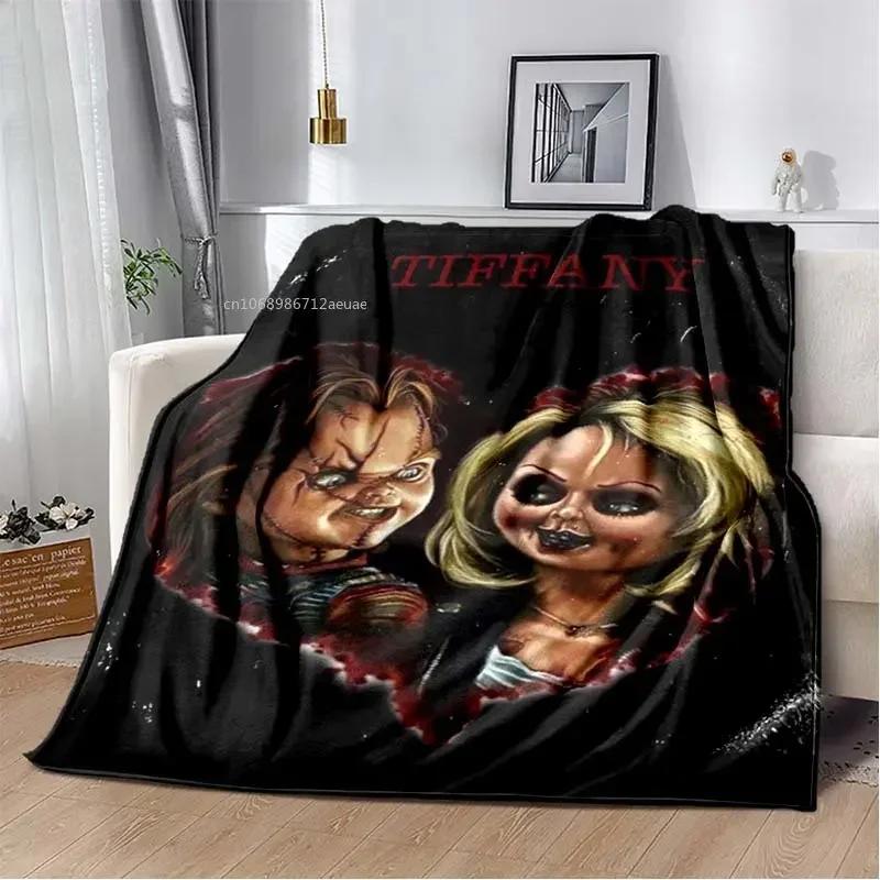 Child of Play Chucky Blanket Horror Movie Character Fleece Wearable Throw for Bed Home Decor Kids Adults