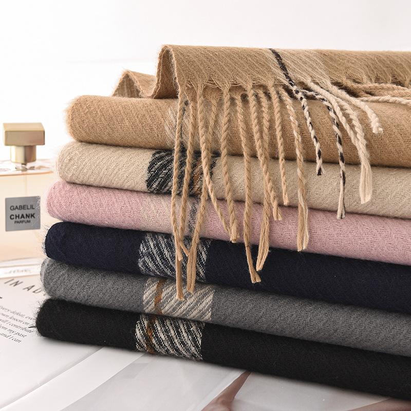 Scarf Women's Autumn and Winter Atmosphere Plaid Shawl New Versatile Fashion Scarf Double Sided Thickened Dual Use